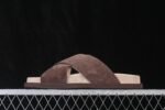 Brunello Cucinelli Suede Cross Strap Slides