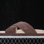 Brunello Cucinelli Suede Cross Strap Slides